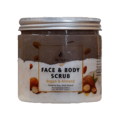 Bio Soft Scrub for face and body with argan and almonds 500gm