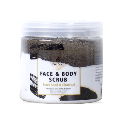 Bio Soft Scrub for face and body with black seed and charcoal 500gm
