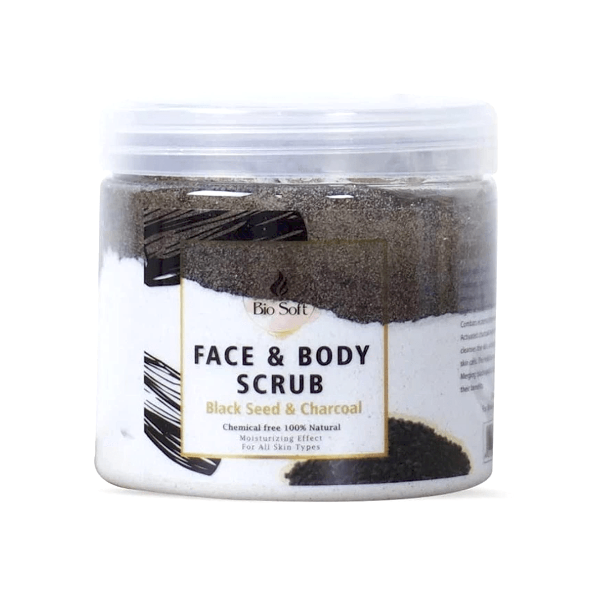 Bio Soft Scrub for face and body with black seed and charcoal 500 gm