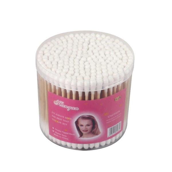 A set of flexible ear tips made of wood and cotton - 100 pieces
