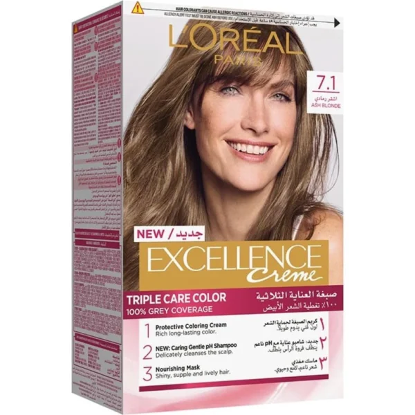 L'Oreal Excellence Crème Hair Dye, Ash Blonde 7.1