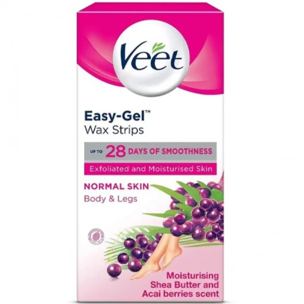 Veet Easy Wax Strips for Hair Removal Gel for Normal Skin 12 Strips