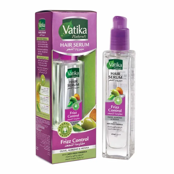 Vatika Olive, Almond & Henna Hair Serum for Damaged Hair Moisturizing and Anti-Frizz 47ml