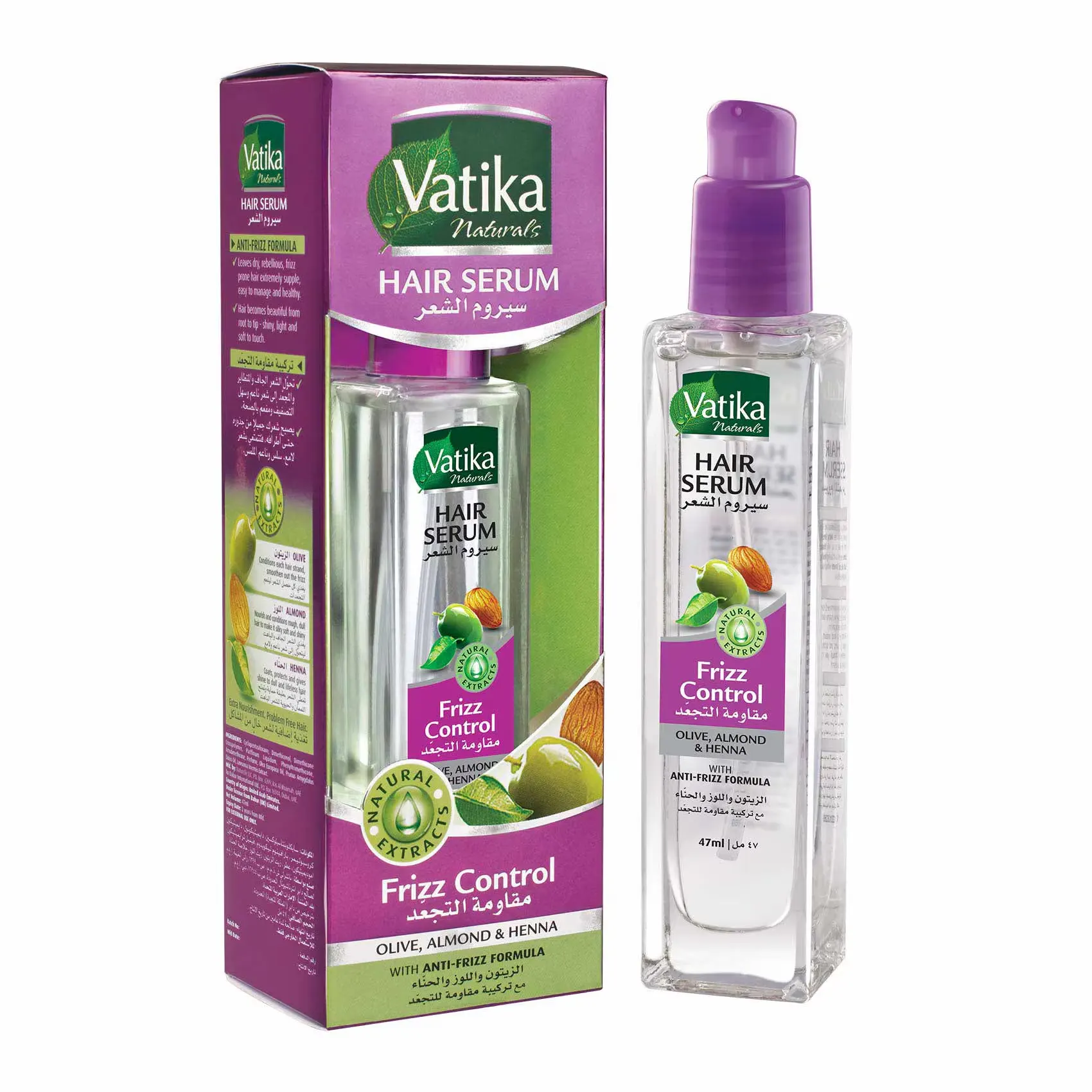 Vatika Olive, Almond & Henna Hair Serum for Damaged Hair Moisturizing and Anti-Frizz 47ml Vatika Olive, Almond & Henna Hair Serum for Damaged Hair Moisturizing and Anti-Frizz 47ml
